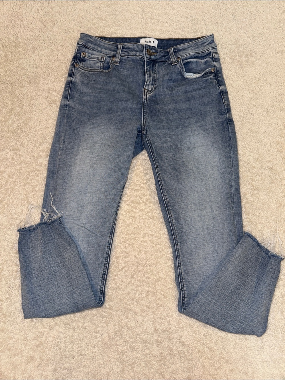 pistola Mid Wash Distressed Cropped Ankle Jeans